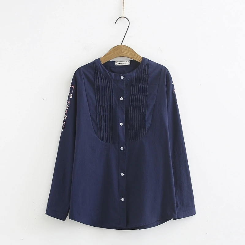 

Plus Size vrouwen Blouse Casual Volledige Katoen Blusas Solid Lange Mouwen Shirts Officewear Tops