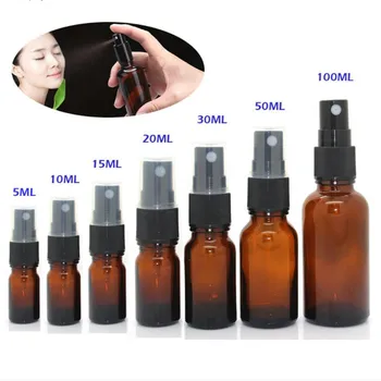 

1pc 5-100ML Glass Spray Bottle Beauty Refillable Empty Amber Bottles Essential Oil Mist Spray Container Travel Bottles New