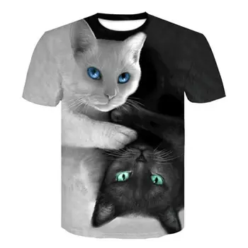 

3D Cat Printed T Shirt Men/Women Summer Funny Short Sleeve Tops Casual O-Neck Animal Tee Shirt Cat Streetwear Tshirt