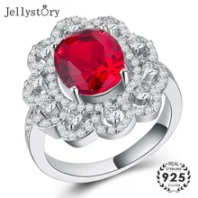 Jellystory, винтажное серебро 925, ювелирное изделие, кольца с овальной формой, рубиновый Сапфир, циркон, драгоценный камень для женщин, свадебный подарок, размер 6-10