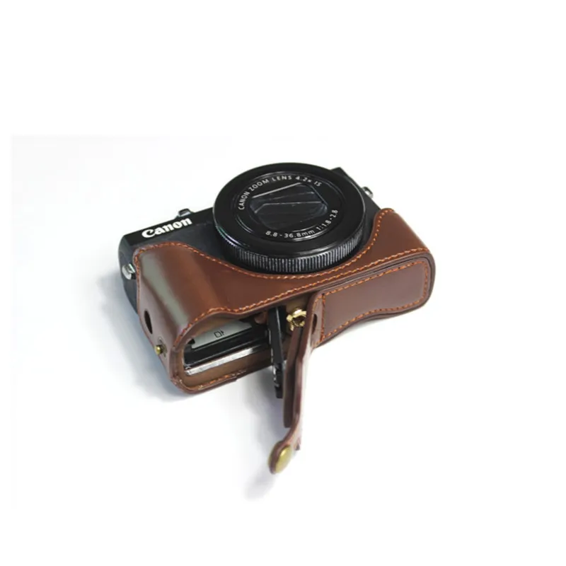 Портативный чехол из PULeather для камеры, сумка для Canon G7 X Mark III G7XIII G7X3 G7XM3, защитная полуоболочка с отверстием для батареи