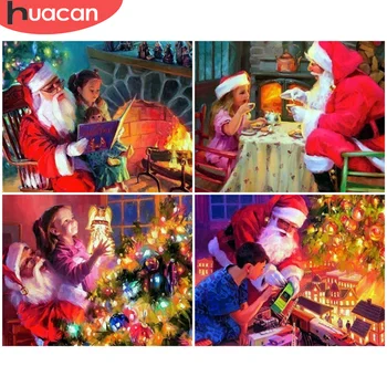 

HUACAN Coloring By Numbers Christmas Child Drawing On Canvas Painting By Number Handpainted Santa Claus Home Decor