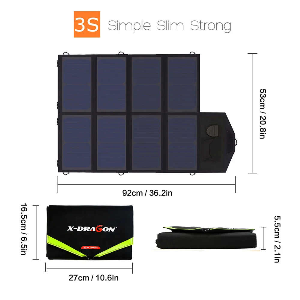 US $121.99 XDRAGON Original Solar Panel Charger 40W Dual USB And DC Output Solar Charge For IPhone IPad Huawei Samsung Lenovo Dell Acer