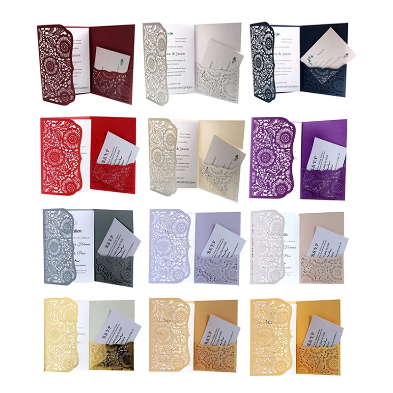  10pcs Elegant Exquisite Laser Cut Wedding Invitation Cards Customize Business Greeting Card Baby Sh - 4000296793599