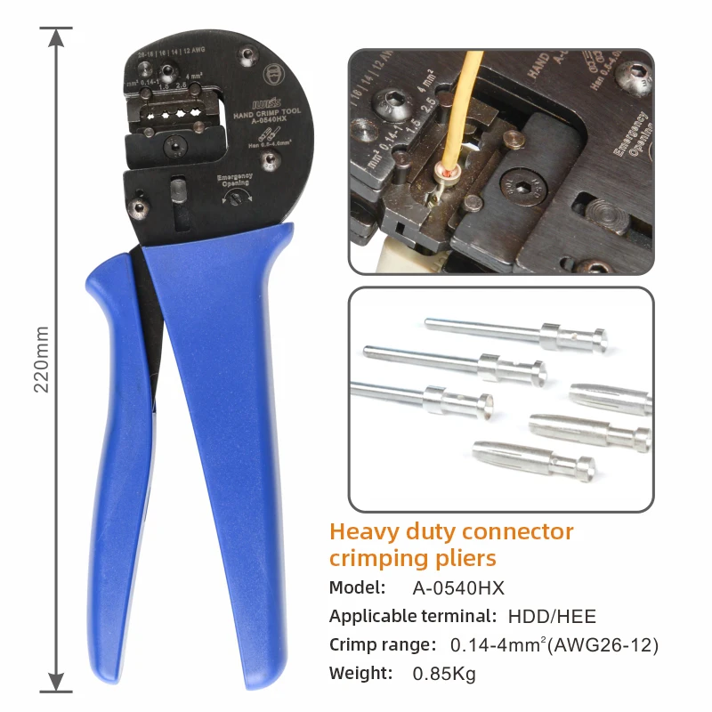 Щипцы, плоскогубцы, обжимной инструмент, многофункциональные плоскогубцы для ручной опрессовки, инструменты для AWG 26-12 Harting Han C D E
