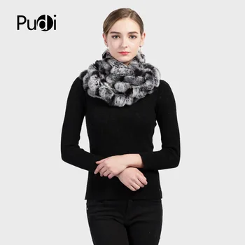 

Pudi SF707 2020 Winter genuine Rex real rabbit fur scarf women girl's long style fur scarves muffler shawl neckerchief muffle