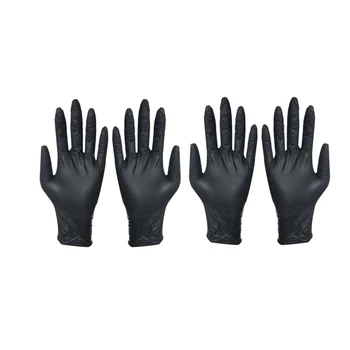 

200Pcs Disposable Black Gloves Household Cleaning Washing Gloves Nitrile Laboratory Nail Art Anti-Static Gloves(M&L)