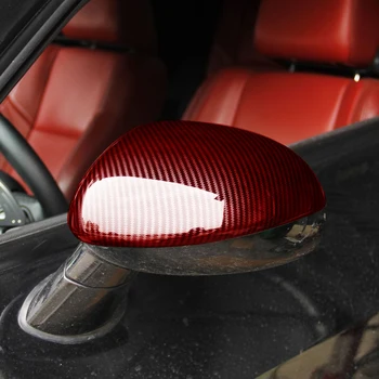 

For Dodge Challenger 2015-2020 Red Exterior Rear Side Door Mirror Frame Decor Cover Trim 2PC ABS Car Accessories
