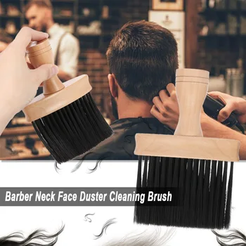 

Pro Neck Face Duster Brush Thick Hair Barber Cleaning Hairbrush Soft Wooden Handle Hair Sweep Brush