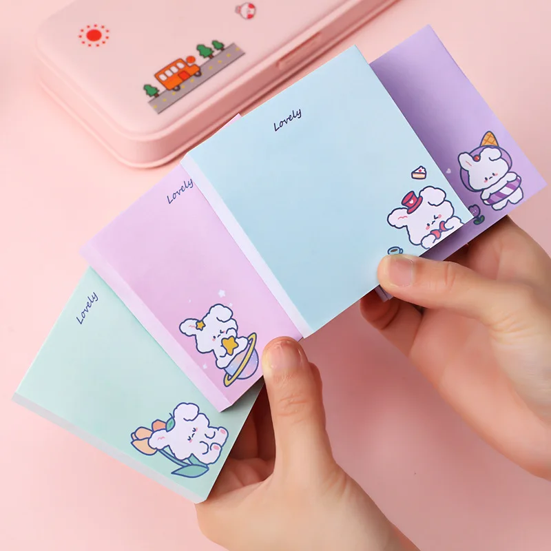 80Page Mint Rabbit Sticky Notes Cute Bunny Student Cartoon Can Tear Memo Pads Kawaii Stationery Office School Supplies Notebook