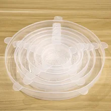 Силиконовые крышки сделаны из 6 частей растягивающиеся многофункциональные фрукты и овощи пластиковые обертывания bao xian wan gai Amazon Explosion модели