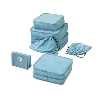 

7pcs/lot Oxford Fabric Women Travel Tote Bag for Clothes Shoes Washes Ventilate Suitcase Luggage Packing Cubes Lady Weekend Bag