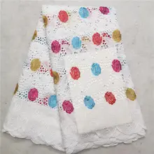 High quality 100%cotton swiss lace swiss voile lace fabric pure cotton in switzerland with stones for women dress 35