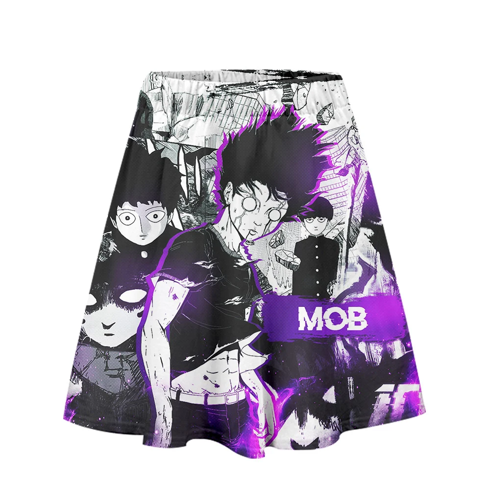 Mob Psycho 100 Женская юбка с высокой талией Осенняя плиссированная юбка до колен 3D Аниме юбка модная эластичная юбка Mobu Saiko Hyaku