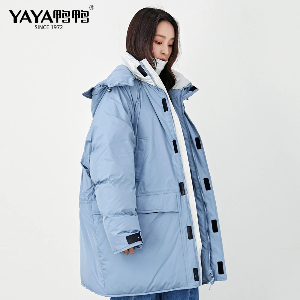 YAYA White Duck Down Jacket With Detachable Hat