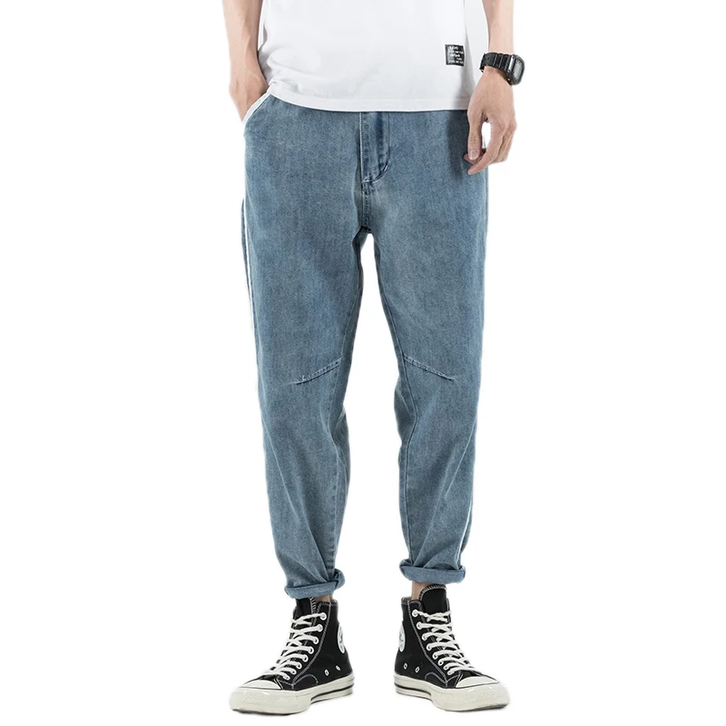 Lente Man Джинсы новые Узкие повседневные джинсы Harembroek Mid Taille Kant Streep узкие джинсы Mannen Joggers джинсы Hombre