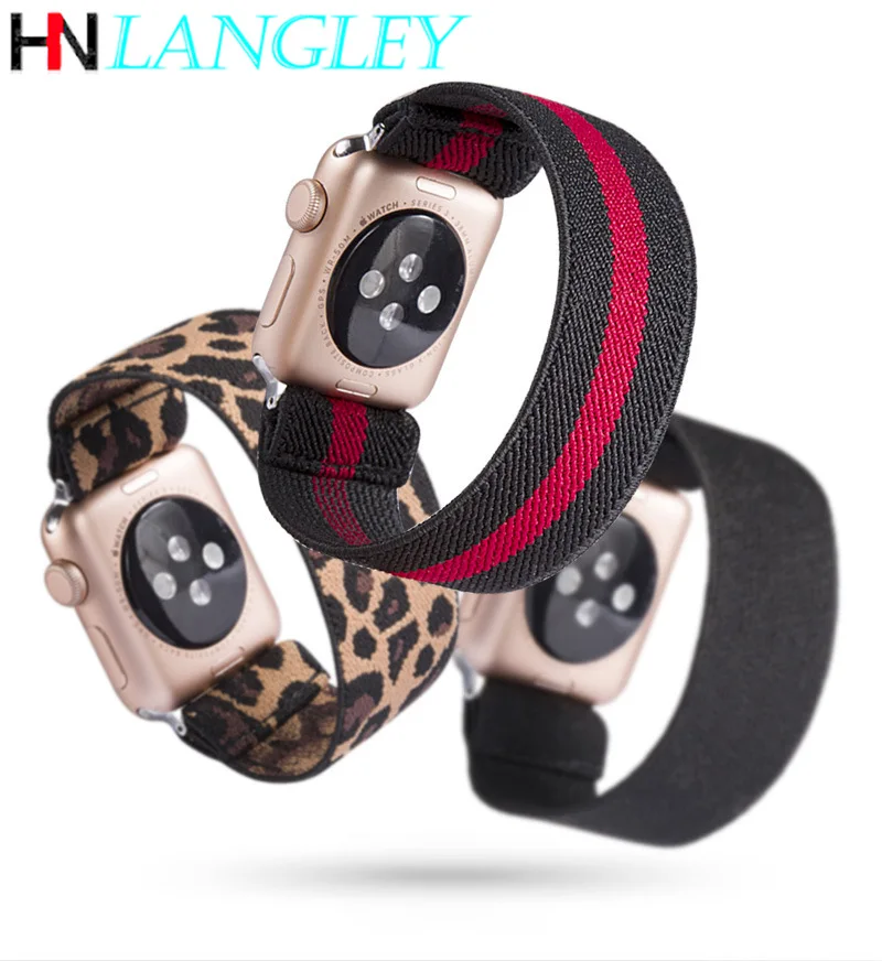 Эластичный ремешок Scrunchies с леопардовым рисунком для Apple Watch 38 мм/40 мм 42 44 сменный