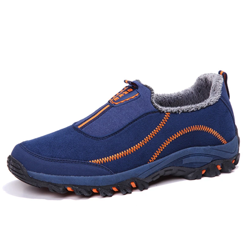 orange man shoe39-45 Зимняя хлопчатобумажная обувь, мужская, теплая, женская, с мехом, уличная спортивная обувь, мягкая, без шнуровки, нескользящая, резиновая подошва, кроссовки, мужская обувь 39 S - Цвет: orange man shoe39-45