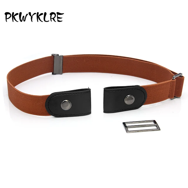 Buckle-Free Belt For Jean Pants,Dresses,No Buckle Stretch Elastic Waist Belt For Women/Men,No Bulge,No Hassle Waist Belt Brown