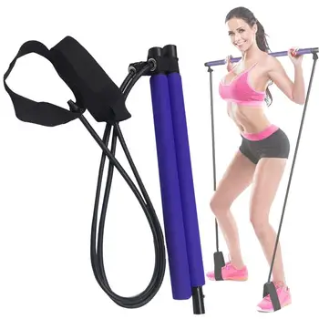 

1set Pilates Bar Stick Workout Bands Resistance Yoga Band Pilates Reformer For Portable Gym Home Fitness Supplies Blue