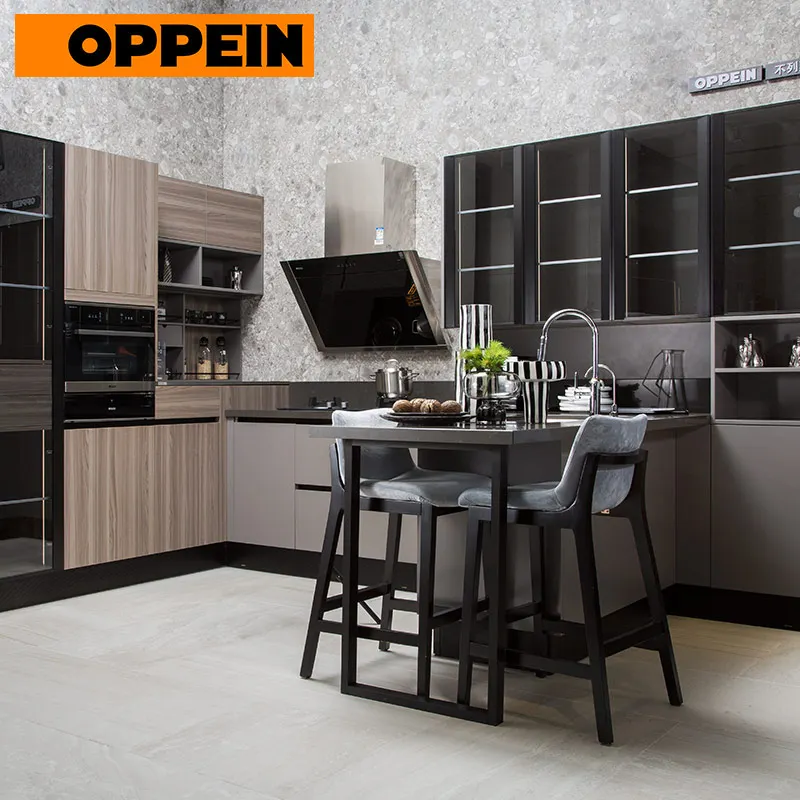 OPPEIN квартира кухня дизайн L форма кухонная мебель с меламиновым