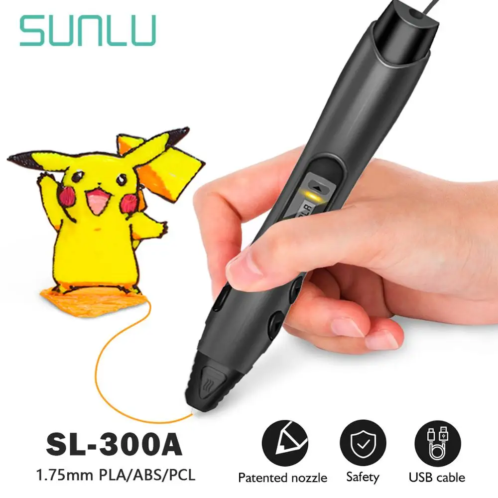 Ручка для рисования SUNLU SL 300A 3D ручки с поддержкой PCL ABS PLA нити заправки