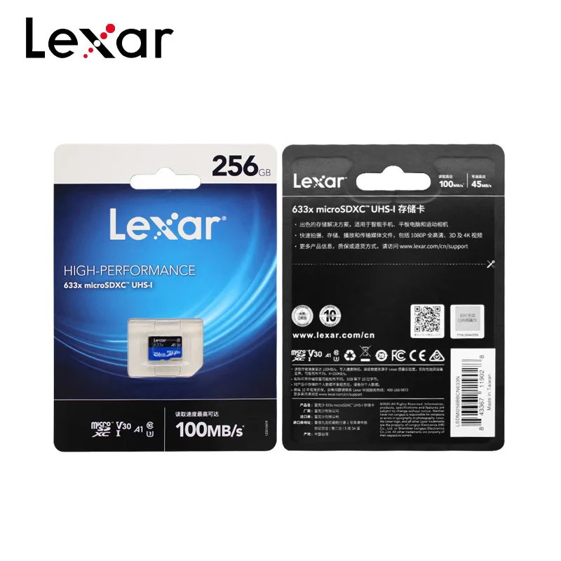 Lexar высокопроизводительная 633x microSDHC/microSDXC UHS I карта Micro SD 32 Гб 128 ГБ 256 512 памяти до 100