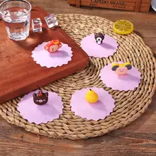 Мультяшная розовая силиконовая крышка для чашки, термостойкая водонепроницаемая крышка, прозрачная защита от пыли, герметичность, многоразовый кухонный инструмент