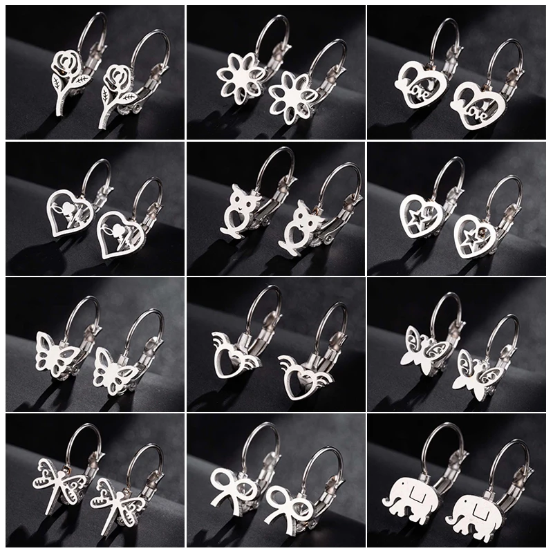 

Hfarich Fashion Modern Earrings Small Circle Earings Flower Butterfly Heart Geometric Earring For Ladies New Year Gift