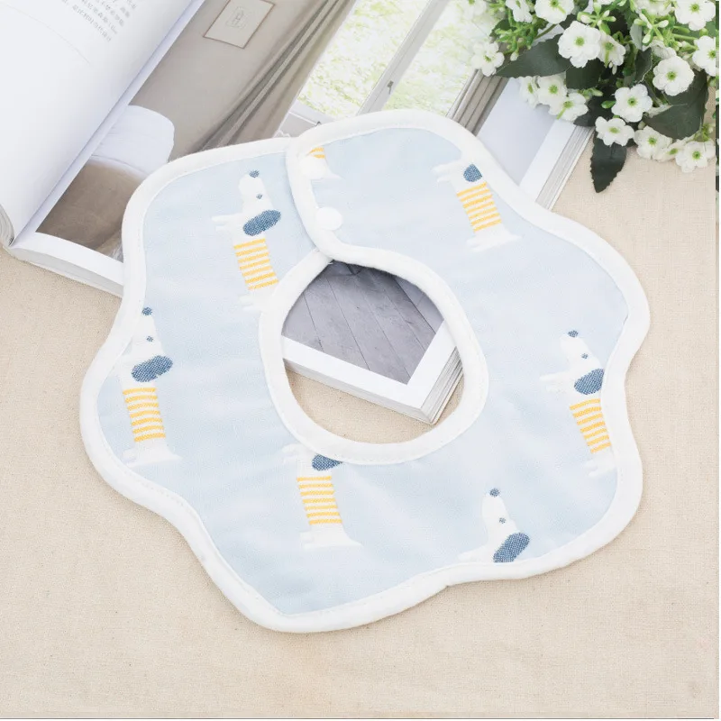 Baby Bibs Cotton Cartoon Animals Cute Double Snap Flower Bandana Bibs Soft Burp Cloth Drooling Saliva Towel Baby Stuff Accessory