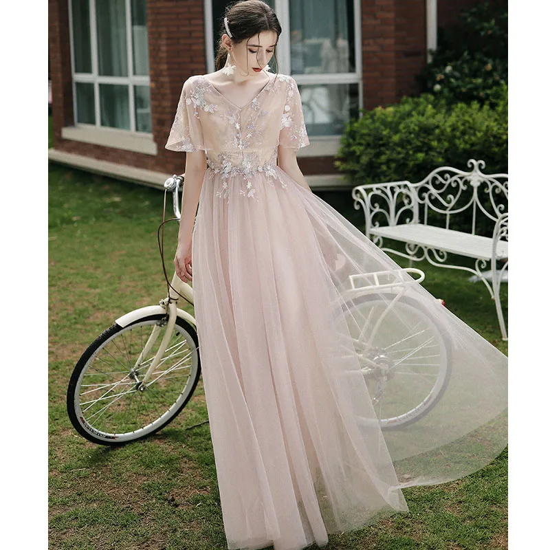 6 стилей вечернее платье трапециевидной формы розовое Vestido de Fiesta Элегантное