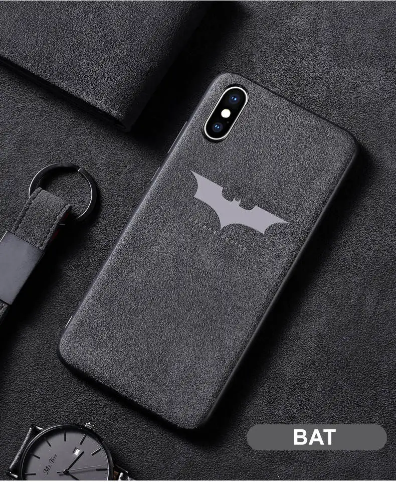 BF Роскошные замшевые меховые Новые чехлы для iPhone 11 Pro XS MAX XR X 6 S 6 S 7 8 Plus, мягкий тонкий кожаный чехол с Бэтменом - Цвет: BF