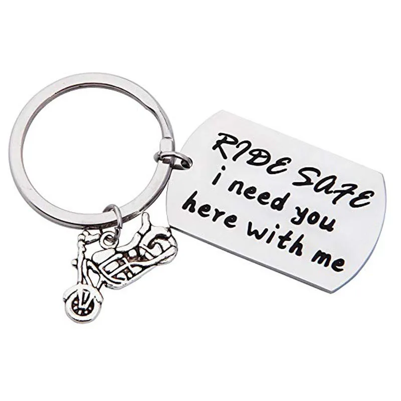 

i-Remiel Key Chain " Ride Safe I Needed You Here With Me " Keychain Stainless Steel Safety Driving Pendant Jewelry Accessories