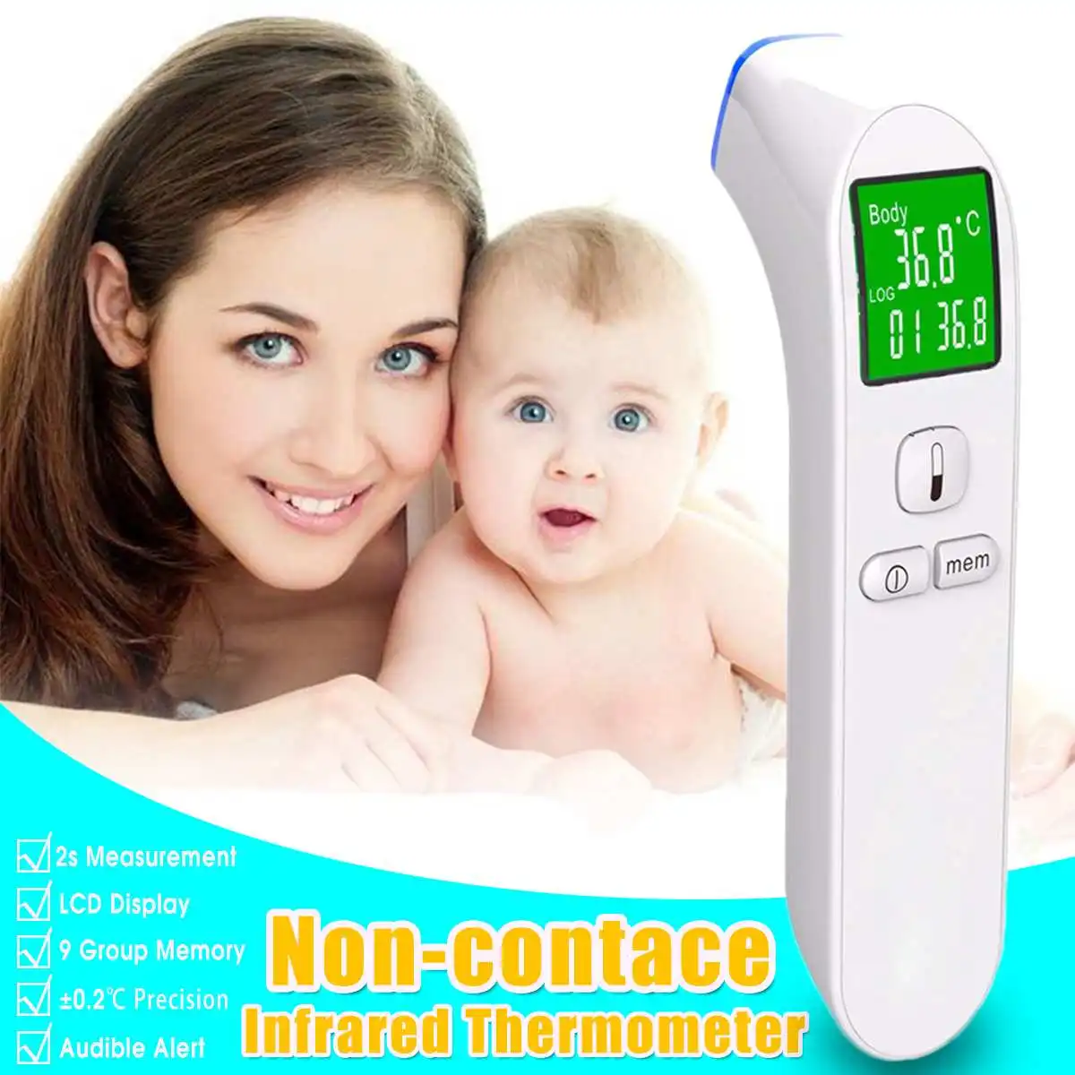 

Medical Thermometer Infrared Digital Forehead Thermometer Gun Non-contact Body Temperature Measure for Baby Adults In Stock