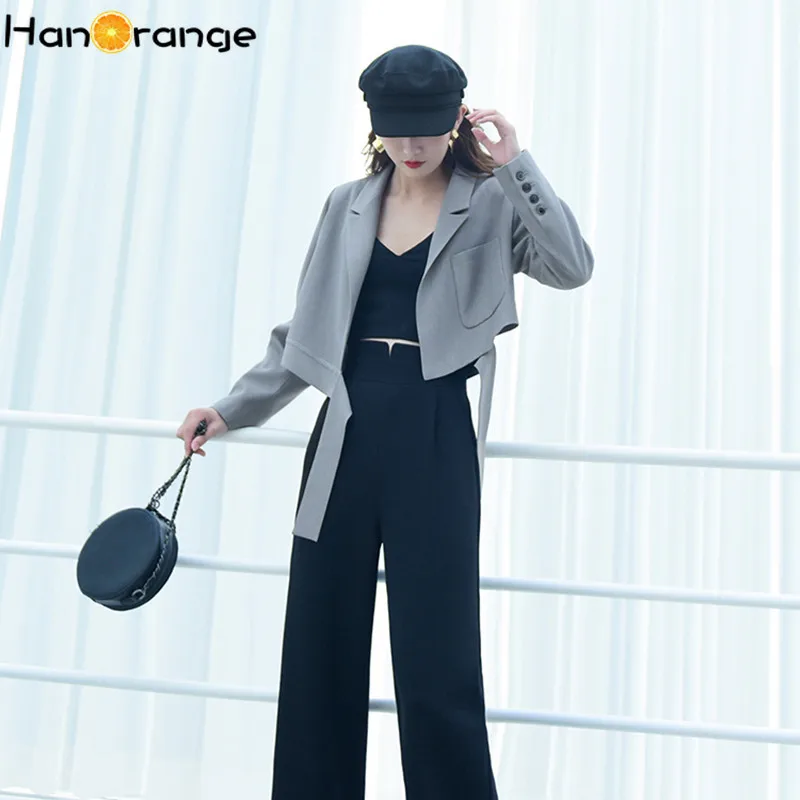 

Ribbons NO Button Long Sleeve Short Blazer 2019 Autumn Women Retro Fashion Casual Short Jacket