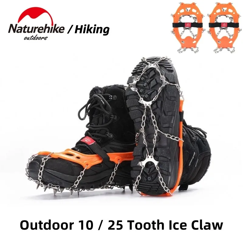 Naturehike Outdoor Crampons 10 / 25 teeth Stainless Steel Snow Non-Slip Mountaineering Snow Claw Shoe Covers Outdoor Equipment