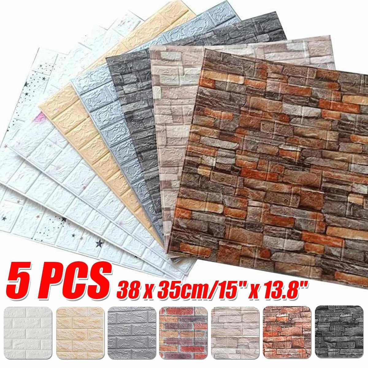 5Pcs 3D Schuim Muur Papier Baksteen Steen Behang Zelfklevende Woonkamer 3D Wallpapers decoratie|Behang| - AliExpress