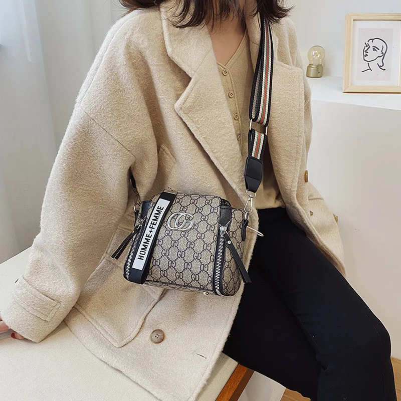 

Online Celebrity Bag Women's 2019 New Style Fashion Korean-style Versatile Shoulder Bag Classic Popular Wide-Strap Printed Shoul