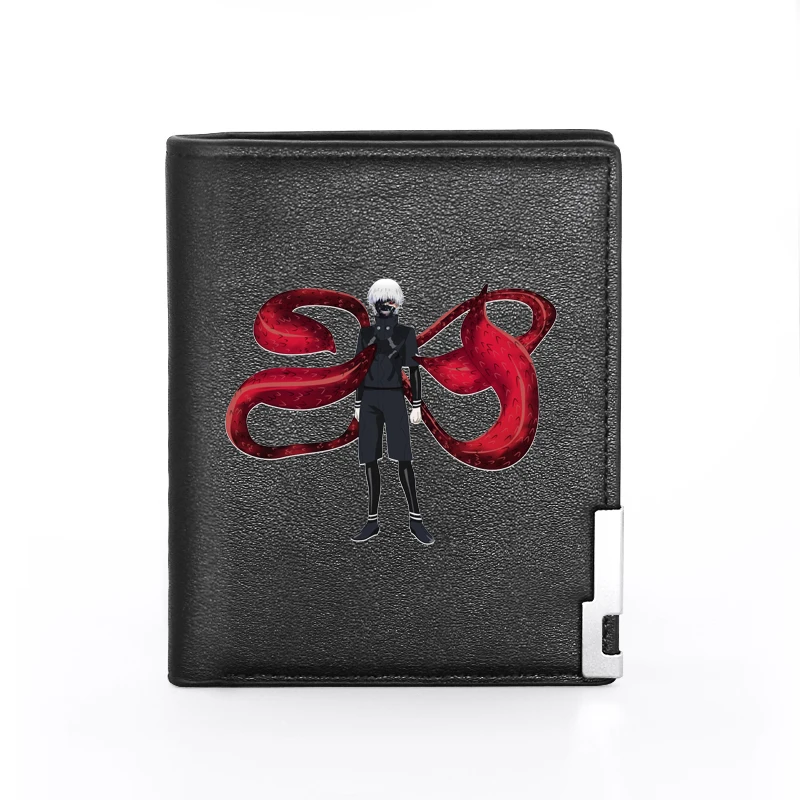 Men Wallet Leather Anime Tokyo Ghoul Kaneki Ken Printing Billfold Slim Credit Card/ID Holders Inserts Money Bag Short Purses 