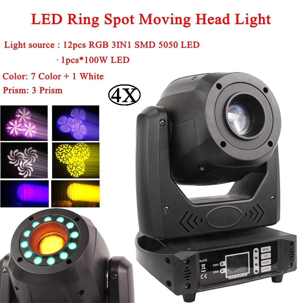 

200W LED Spot Moving Head Light With LED Ring Stage Effect Lighting DMX512 Perfect Lights For DJ Party KTV Bar Disco Lamp