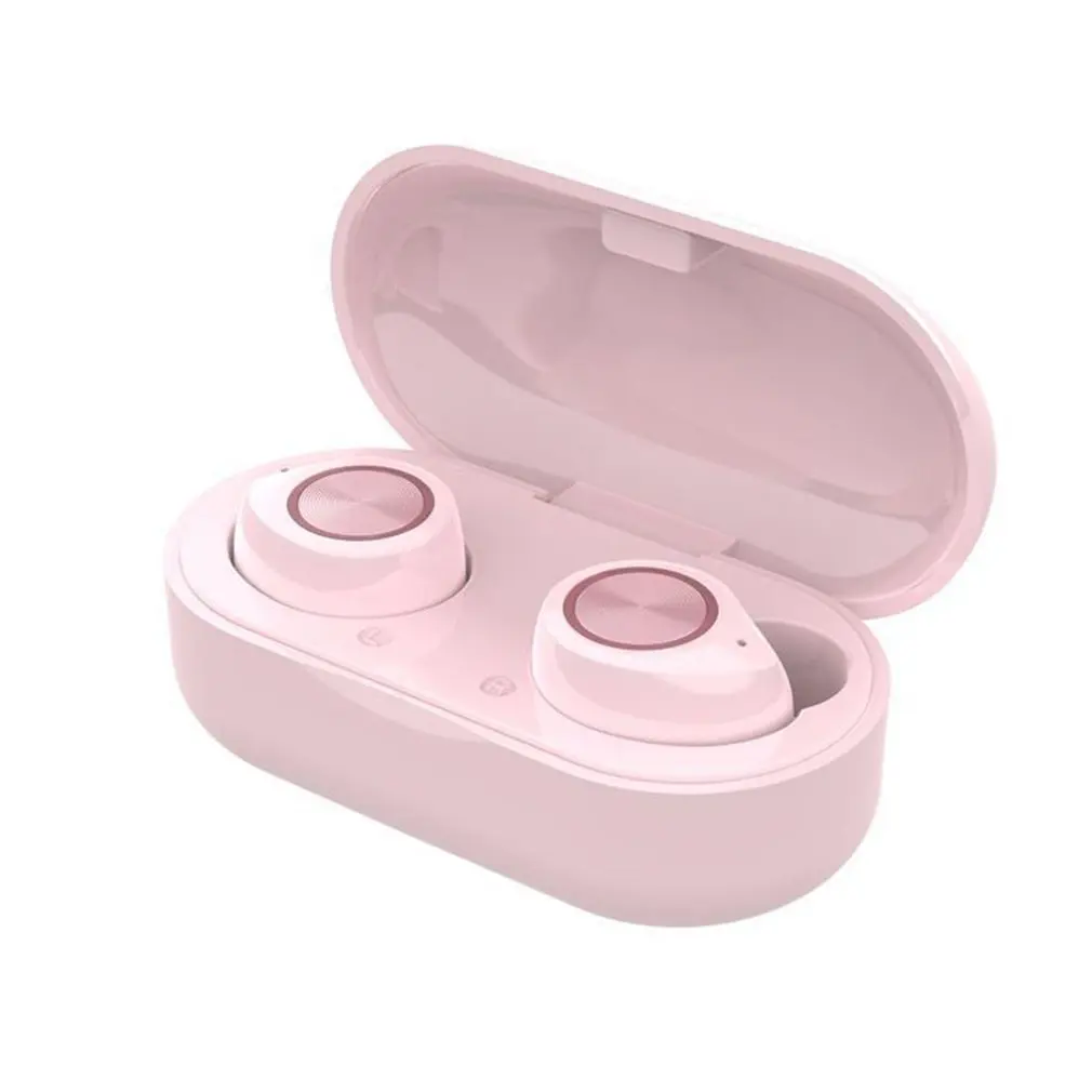 pink Мини True Bt5.0 Близнецы стерео наушники гарнитура наушники беспроводные в ухо 3D Hifi стерео Беспроводная гарнитура - Цвет: pink