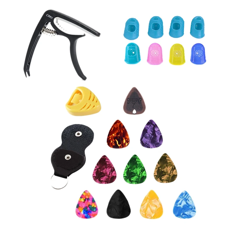 21 шт. набор гитар Capo Picks включая Защитные пленки для начинающих играющих на