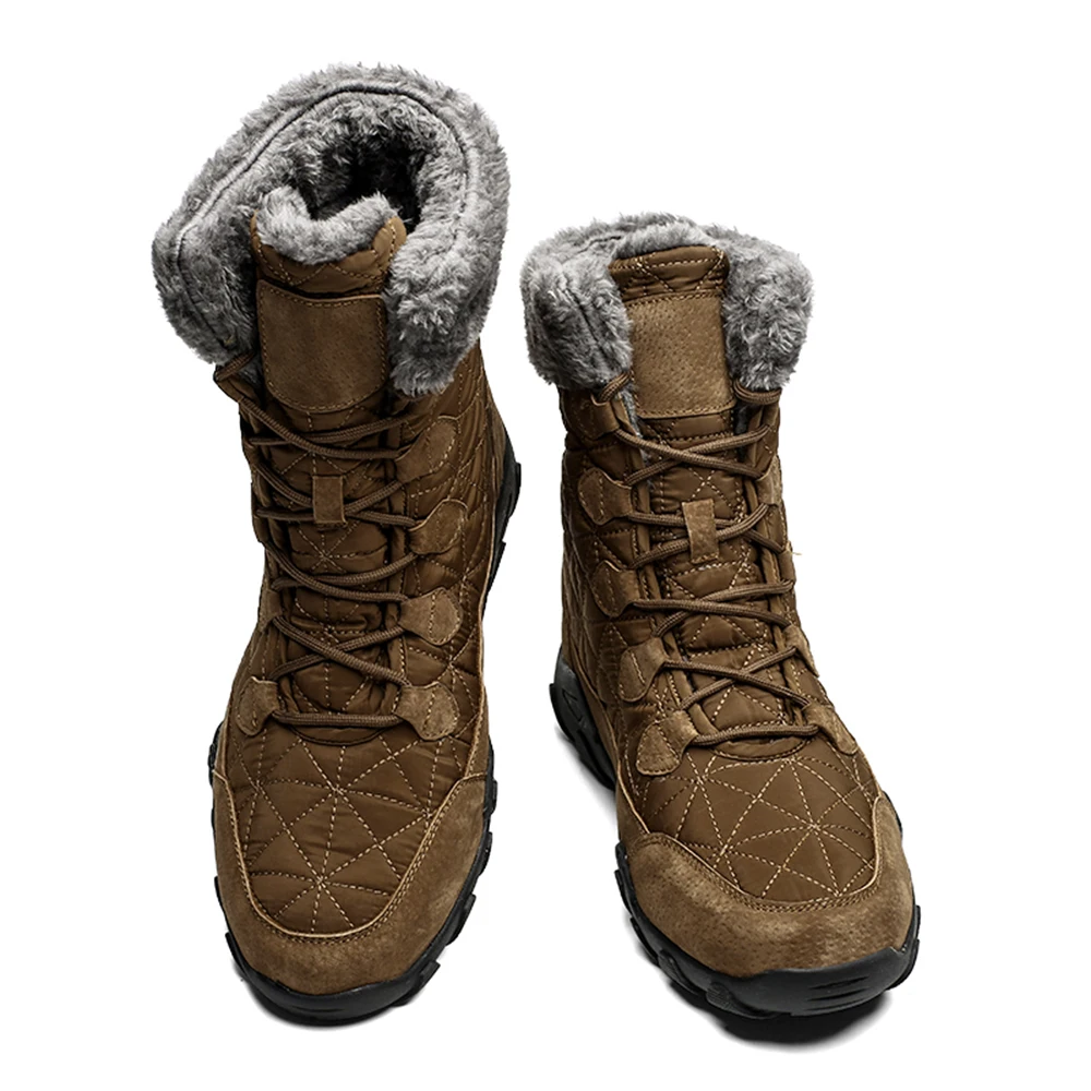 

Men's snow Winter Boots Men Safety Shoes Plush Warm Work Boots Leather High Top Winter Shoes Male Waterproof Mans Footwear 38-47