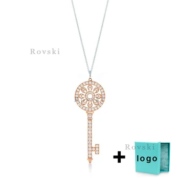 

XL TFX Rllen Popular Pure Silver Rose Gold Key Necklace Suitable for Women's Party Jewelry Wholesale Free Delivery.