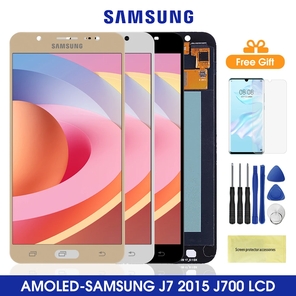 Original J700 LCD For Samsung Galaxy J7 2015 Display Touch Screen Digitizer Assembly J700F J700H J700M | Мобильные телефоны и