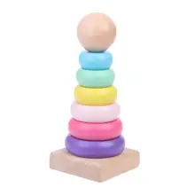 Теплый цвет радуги укладки кольцо башня Stapelring блоки деревянные игрушки для малышей 634F