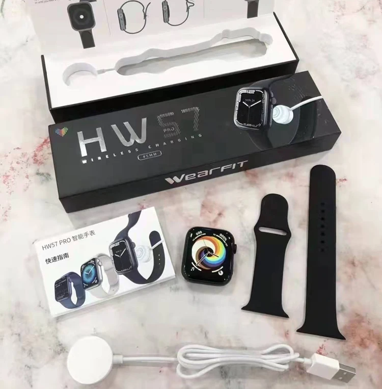 2022 7th Smartwatch HW57 Free Shipping NFC Voice Assistant Wireless Charge Bluetooth Call Blood Glucose IP68 IWO Smart Watch