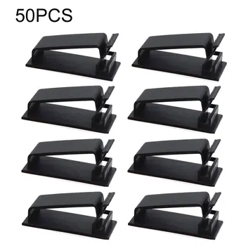 

50 Pcs Self Adhesive Wire Organisers Snap On Desk Surface Holder Drilling Free Cable Management Clip Wall Multipurpose Fixed