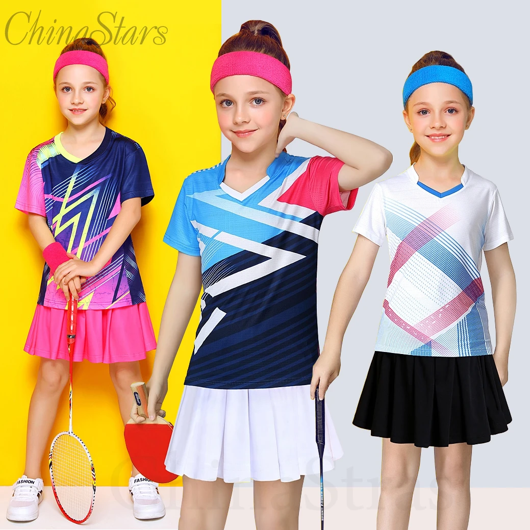 Trajes de bádminton niños niñas, conjunto de camisa de tenis, falda/Pantalones cortos, ropa de Ping Pong, Kits de voleibol, ropa deportiva, Jerseys|Camisetas de tenis| -
