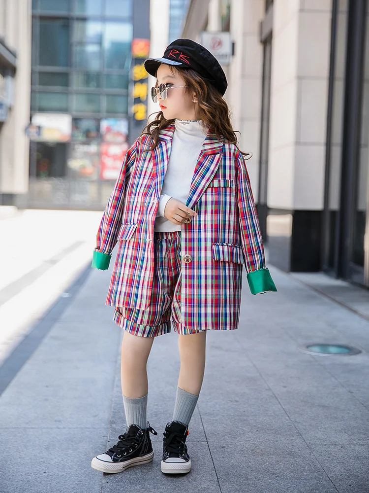 

Girls suit 2019 new spring and autumn fashion hipster British suit big children's clothing net red two-piece tide